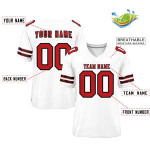 Custom <b>White</b> Red-<b>Black</b> Classic Style Mesh Authentic <b>Football</b> Jersey - Product Image 2
