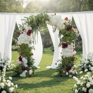 Fleurs <span class=keywords><strong>en</strong></span> soie rouges, arrangements floraux d'hortensias verts pour douche nuptiale, centre de table, fleurs blanches pour arches de mariage pour cérémonie - Product Image 1