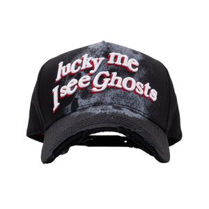 หมวกแก๊ป New Originales Fino รุ่น 5 แผง ปีกโค้ง ซับในผ้าซาติน ลายปัก Lucky Me I See Ghosts ปรับขนาดได้ ใส่ได้ทั้งชายและหญิง - Product Image 1