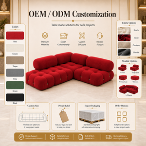 Sofá Cama Modular de Chenilla con Diseño Icónico en Rojo Vibrante, Pieza de Diseño Versátil para Interiores de Apartamentos, Villas y Hoteles - Product Image 4
