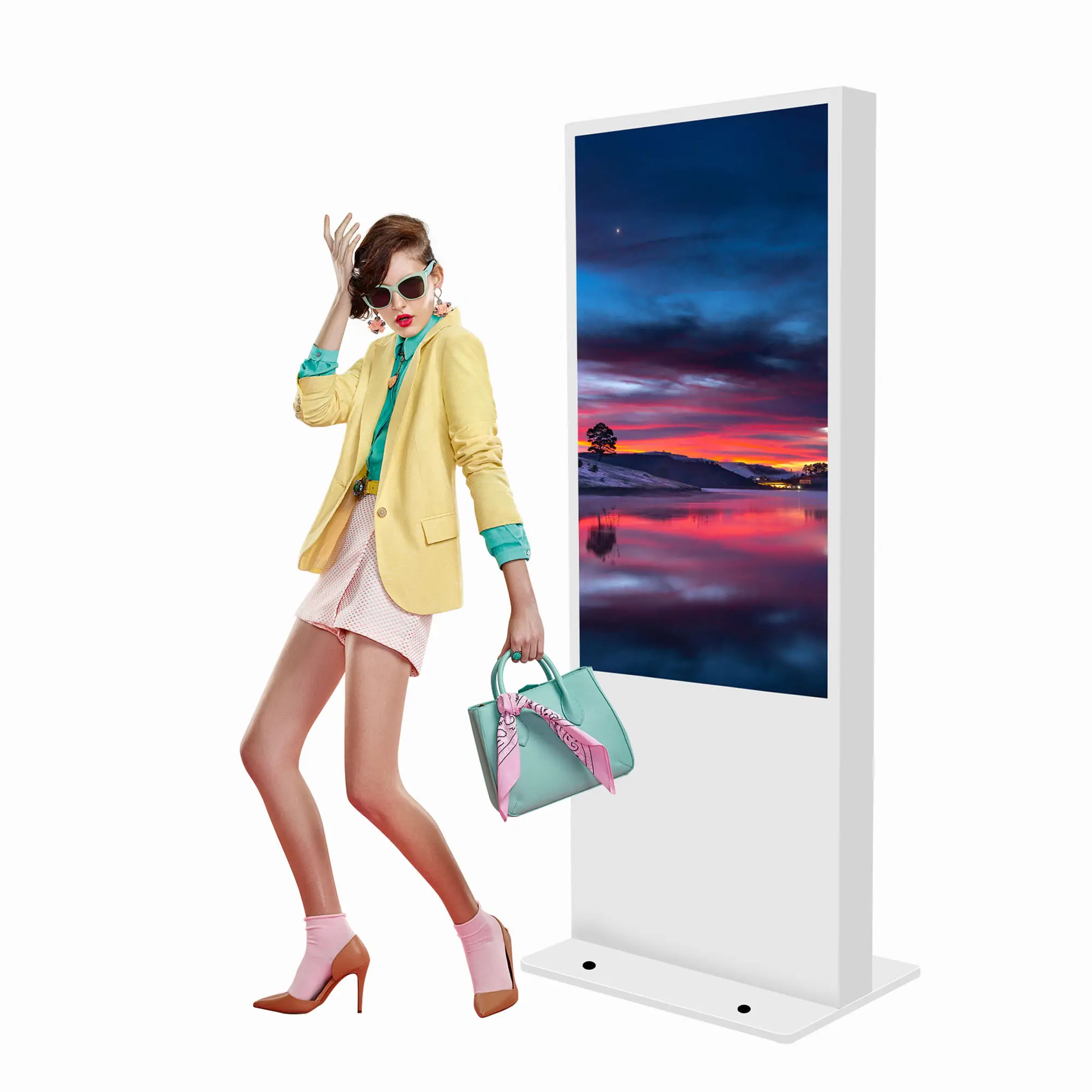 Display per segnaletica digitale con lettore pubblicitario sottile con schermo lcd trasparente OLED