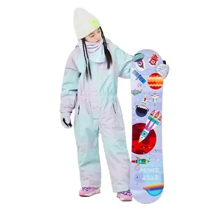 2024 Warm Padded Winter One Piece Kids Skiing Overall Snow Skiing Children Outdoor Windbreak Waterproof Jumpsuit