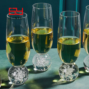 SUNYO Lead-free Crystal <strong>Champagne</strong> Glasses With Custom Bubble Base Luxury 7 Oz Clear <strong>Champagne</strong> <strong>Flutes</strong> Wedding <strong>Champagne</strong> <strong>Flutes</strong> - Product Image 5