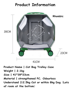 Özelleştirilebilir Pet hava kutusu arabası sırt çantası taşınabilir açık kedi taşıyıcılar için Pet seyahat Pet taşıyıcılar şeffaf kılıf ile tekerlek - Product Image 2