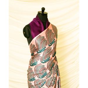 Sari de luxe de qualité supérieure pour femmes, en soie modal douce et confortable avec du coton, pour les fêtes, les anniversaires, pour l'exportation - Product Image 5