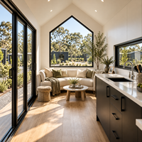 Rumah Prefab Modern Mini di Atas Roda untuk Pasar Australia, Kabin Mobile dengan Dapur, Kamar Mandi, Kamar Tidur, Desain Kustom, Produsen