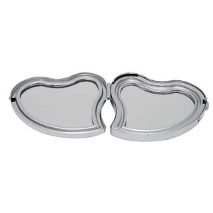 Specchio Cosmetico Cromato Pieghevole 2x Ingrandimento, Portatile, Doppio Lato, Design a Cuore Arrotondato per Promozioni - Product Image 2