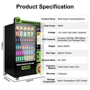Máquina Expendedora Refrigerada de Bebidas y Snacks con Pantalla Táctil Inteligente de 21.5 Pulgadas, Diseño Personalizado Directo de Fábrica, Gestión Basada en la Nube - Product Image 2