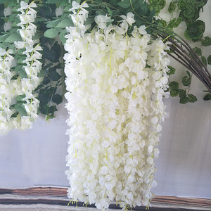 Queyiyi <b>Flowers</b> Artificial Wisteria Vine 90-180cm White Silk <b>Flower</b> <b>Wall</b> Hanging Wedding Ceiling <b>Decorations</b> - Product Image 2