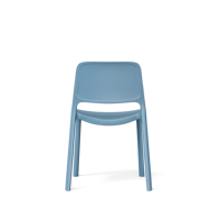 Chaise de visiteur de bureau étroite monobloc en PP moulé gris, blanc et bleu, empilable, certifiée BIFMA, capacité de charge 300 LBS
