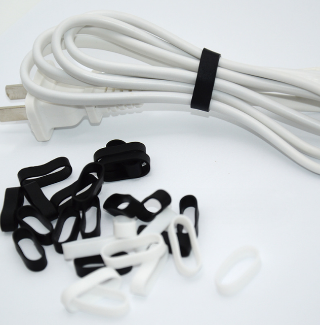 YDS USB Cable Organizer Soft Durable Silicone Cable Ties 15*5 Earphone Wire Reusable Elasticity Coil Ring