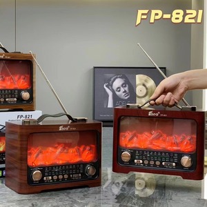 FP-821 New Products <strong>2026</strong> Home Decoration Ornaments Simulated Flame Fireplace Outdoor Portable Retro Wooden bluetooth <strong>Speaker</strong> - Product Image 4