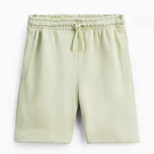 <b>Men</b> Light Green Knitted <b>Sleep</b> Shorts Elastic Waist Solid Color Casual Soft Cotton Summer Wear - Product Image 1