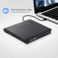 Brushed Finish External USB CD/DVD Optical Drive-Portable Plug & Play for Laptop/Desktop Computers