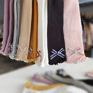 Nuovo Stock spagnolo 100% cotone pettinato neonato costola fiocco doppio aghi per bambini Legging per bambine calze collant calzini - Product Image 4