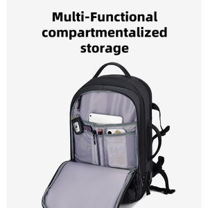 กระเป๋าเป้สะพายหลัง 17 นิ้ว หนังเมมเบรน ขยายได้ พิมพ์โลโก้ กระเป๋าเป้สะพายหลังหลายชั้น กระเป๋าใส่แล็ปท็อป เปิดได้เต็มที่ กระเป๋าเป้เดินทางธุรกิจ - Product Image 3