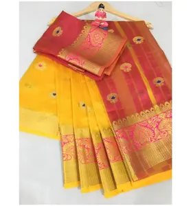 Arte della seta sarees del commercio all'ingrosso delle donne di usura indiana camicetta delle donne del partito di usura ultima collezione sari zia di pietra di stile di lavoro banarasi jekad