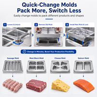 Máquina de Envasado al Vacío para Salmón, Termoformadora Continua para Carne, Queso, Salchicha, Pollo, Mariscos, Alimentos Congelados, Impresora Móvil