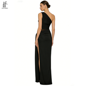 Abito <span class=keywords><strong>Lungo</strong></span> Estivo Senza Maniche in Garza <span class=keywords><strong>con</strong></span> <span class=keywords><strong>Spacco</strong></span> e Design Arricciato a Vita Alta, <span class=keywords><strong>Vestito</strong></span> <span class=keywords><strong>Monospalla</strong></span> <span class=keywords><strong>con</strong></span> Servizio OEM - Product Image 3