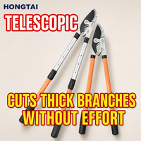 Telescopische snoeischaar met rubberen handvat, arbeidsbesparend, 65 cm #   Hoog-mangaanstaal bladmes oranje/zwart voor dikke takken boomtakkenschaar