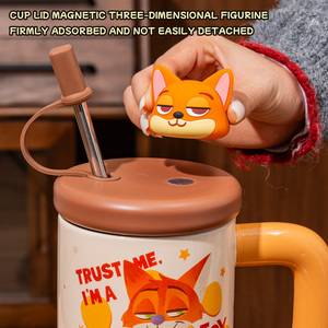 Tasses en céramique <span class=keywords><strong>Disney</strong></span> avec paille, couvercle et poignée, pour café et lait, idéales pour le bureau, la maison et comme cadeau - Product Image 5