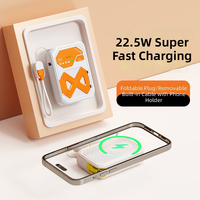 Cargador Portátil 3 en 1 de 22.5W con Carga Súper Rápida, Cable Integrado y Soporte para Celular, 10000mAh