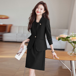 Pink Suit Jacket And Dress Two Piece <b>Set</b> Women's Business Wear Solid Color Anti Wrinkle Polyester <b>Blazer</b> Commute Style - Product Image 4