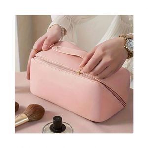 Luxury Female Classic Modern Cosmetic Bag Organizer PU Leather Zip Toiletry Kit Storage Pouch for Travel Makeup 1-3L Capacity - Product Image 2