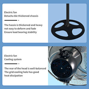 <span class=keywords><strong>Ventilateur</strong></span> de sol oscillant en fer, 3 pales, classe A d'efficacité énergétique, moteur AC 50W pour garage, maison et usage commercial - Product Image 3