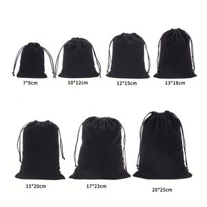 Sac à dos à cordon de serrage pour le rangement et le recyclage, petit sac en velours imprimé, nouveaux sacs en tissu, pochette à parfum, noir ou couleur personnalisable - Product Image 5