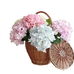 Fleurs d'hortensia artificielles en soie rose, blanches et bleues pour décoration de mariage et arrangement de la maison - Product Image 3