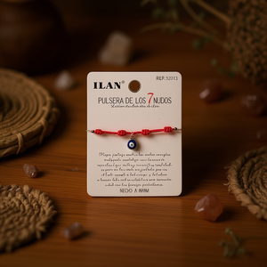 Pulsera de siete nudos Ilan con cuerda roja y colgante de ojo, amuleto de protección hecho a mano - Product Image 2