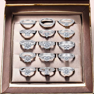 แหวนหมั้น925เงินสเตอร์ลิง14K สุดหรูแหวนหมั้นเพชรสังเคราะห์ประดับมุกชุบโรเดียมทันสมัยดาวตลอดกาล - Product Image 3