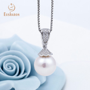 Commercio all'ingrosso 925 gioielli in argento sterling personalizzato delle donne di cerimonia nuziale di zircon della perla della collana pendent - Product Image 5