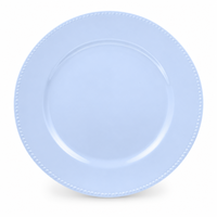 Assiettes rondes décoratives bleu clair perlées de 13 pouces en plastique réutilisables pour Noël, mariages, anniversaires, fêtes et événements.
