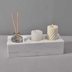 เชิงเทียนหินธรรมชาติแบบกำหนดเองที่วางเทียนทีไลท์ของตกแต่งงานแต่งงานของตกแต่งบ้านบ้านเทียนหินอ่อน - Product Image 1