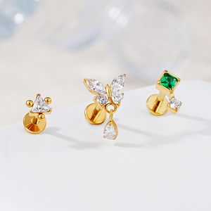 Toposh Jewelry G23 ASTM F136 Piercing de Nariz de titanio Anillo de labret sin rosca clásico Pendientes de tuerca con curva trasera plana para mujer - Product Image 4