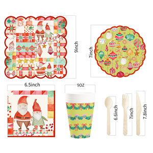 DAMAI Christmas Customized Party Tableware Set Disposable Christmas Santa <b>Ring</b> Bow Knot Star Gift Box Pattern Paper Plates - Product Image 6