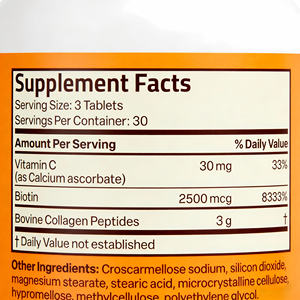 Comprimés de collagène en peptides <span class=keywords><strong>3000</strong></span> <span class=keywords><strong>mg</strong></span> avec biotine et vitamine C, antioxydants, marque privée OEM, favorisent la santé des cheveux, de la peau et des ongles - Product Image 3