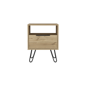 Skyoner Nightstand Single <b>Drawer</b> Hairpin Legs Light Oak Finish Bedroom <b>Storage</b> - Product Image 4