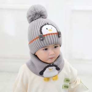 Vente chaude, bonnets d'hiver pour <span class=keywords><strong>nouveau</strong></span>-nés et nourrissons, bonnets <span class=keywords><strong>en</strong></span> tricot épais et chauds, <span class=keywords><strong>écharpe</strong></span>, protection des oreilles, chapeau mignon pour bébé unisexe - Product Image 5