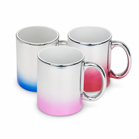 Mug Keramik Metalik Gradasi 11oz, Cangkir Pencetakan Sublimasi Bone China dengan Pegangan Tangan, Hadiah Kustom