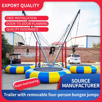 Vente en gros de jeux de sport de plein air Bouncer Jumper Trampoline élastique gonflable pour 4 personnes avec remorque