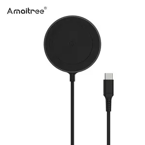 Amaitree 15W 고속 충전 USB-C RGB 조명 패드 삼성 S23 용 마그네틱 무선 충전기