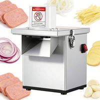Veiligheid Automatische gemotoriseerde groentesnijder Veiligheidsgesp voor schoolkeukens 220V Lange levensduur voor de verwerking van fruit en aardappelen