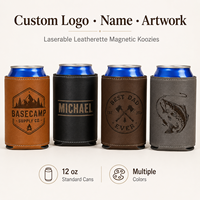 Manchons isothermes magnétiques en similicuir laserable 12oz à contraste élevé, vierges, pour canettes de bière, personnalisables avec logo, vente en gros, cadeaux pour les invités de mariage