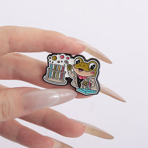 Alfileres de esmalte de rana de laboratorio divertidos dibujos animados, vasos de precipitados para profesores de ciencia y tubos de ensayo, broches de microscopio, insignia de solapa, regalos de joyería - Product Image 4