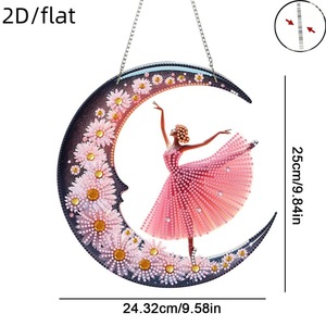 Songwoo Peinture Diamant 5D DIY, Ornement Solaire à Couverture Complète, Motifs Lune Croissante, <span class=keywords><strong>Danseuse</strong></span> de Ballet, Marguerite Florale - Product Image 2