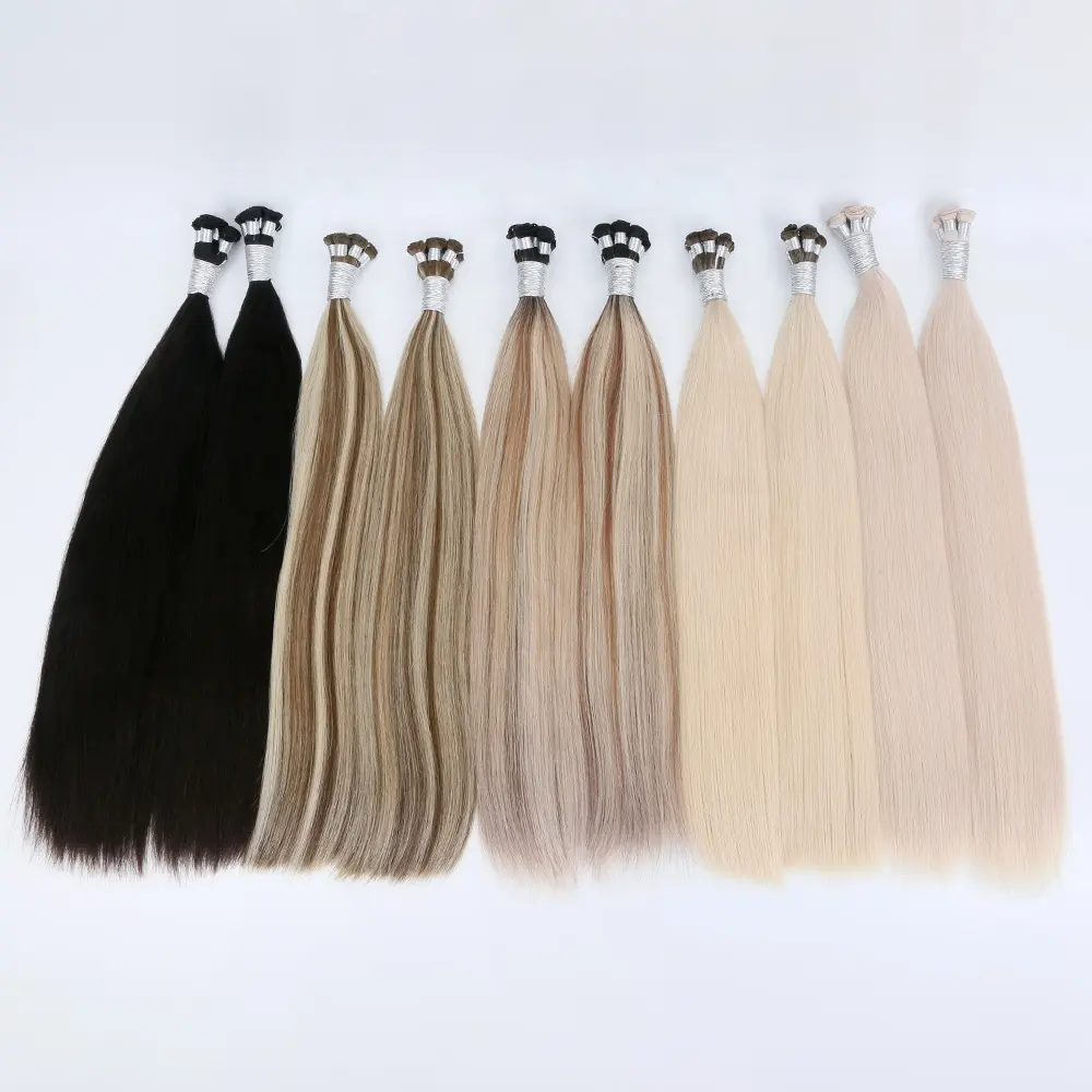 super double drawn virgin european human hair extension 8 inch to 24 inch hand tied weft