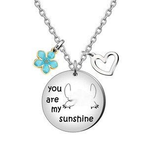 Little Girls Niece Daughter Granddaughter Birthday <strong>Gift</strong> Heart Stainless Steel Necklace You Are My <strong>Sunshine</strong> Necklace for Women - Product Image 1